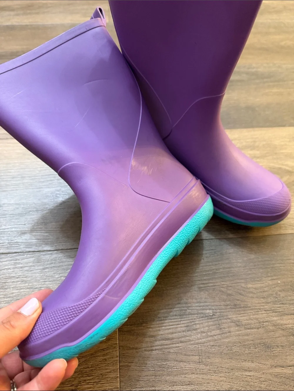 Cat & Jack Purple Rain Boots with Teal Sole
